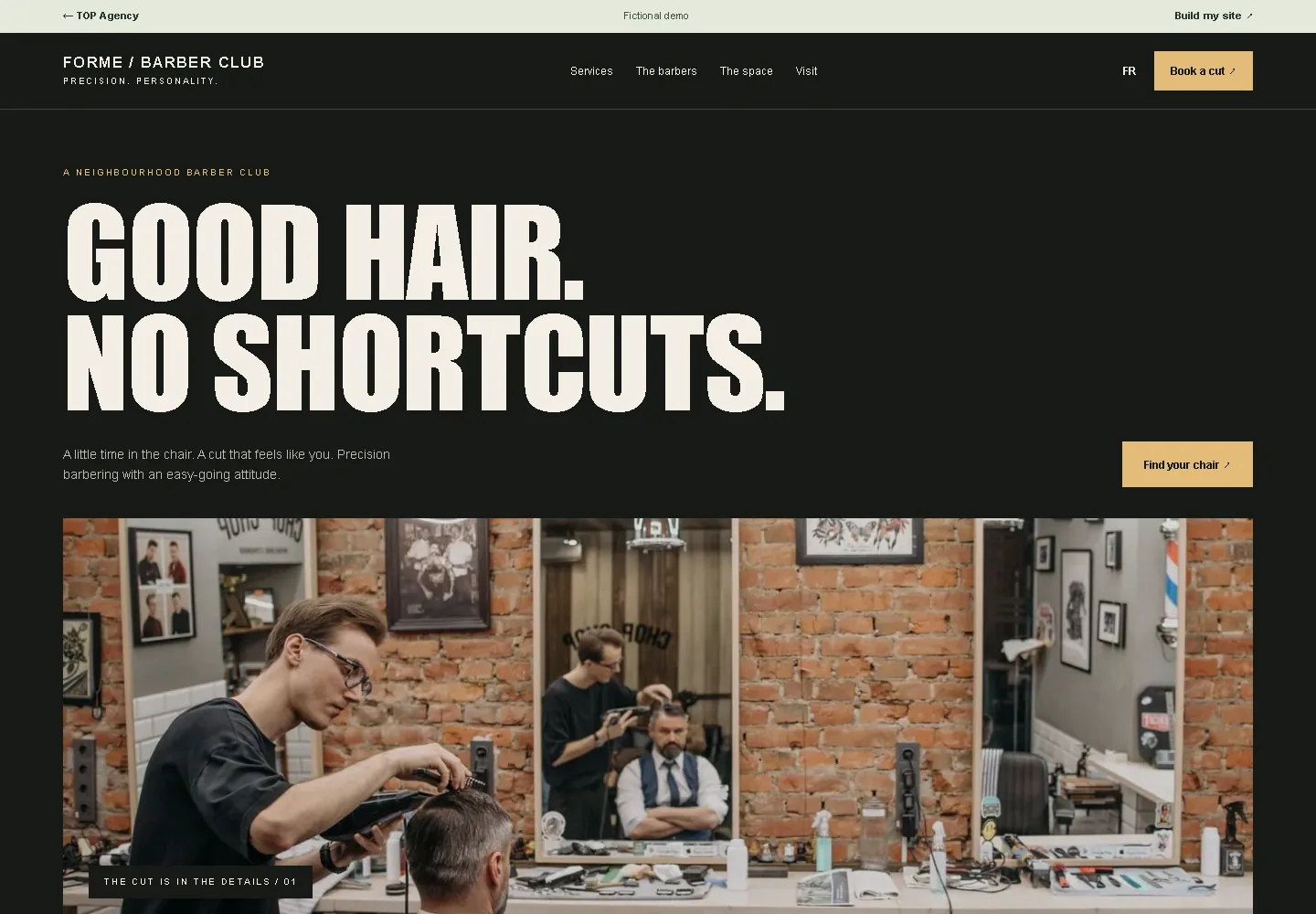 Capture du site démo de barbier FORME